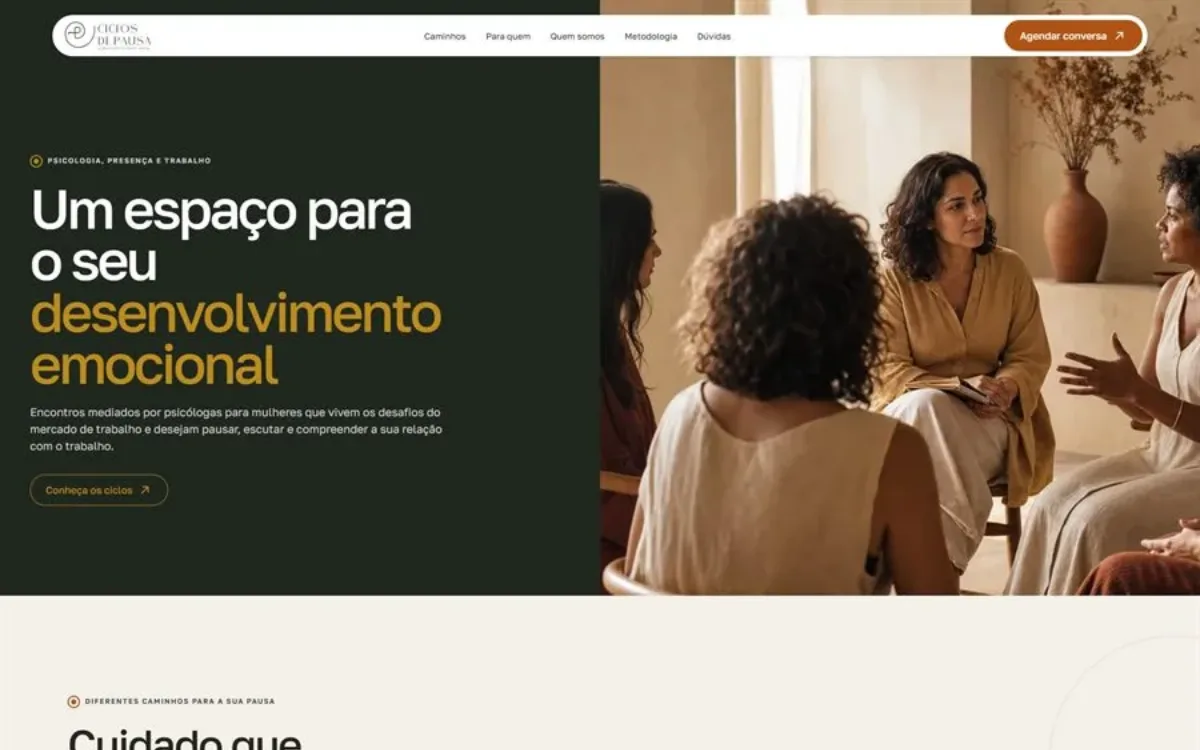 Página do projeto Ciclos de Pausa construída a partir de uma extração da extensão